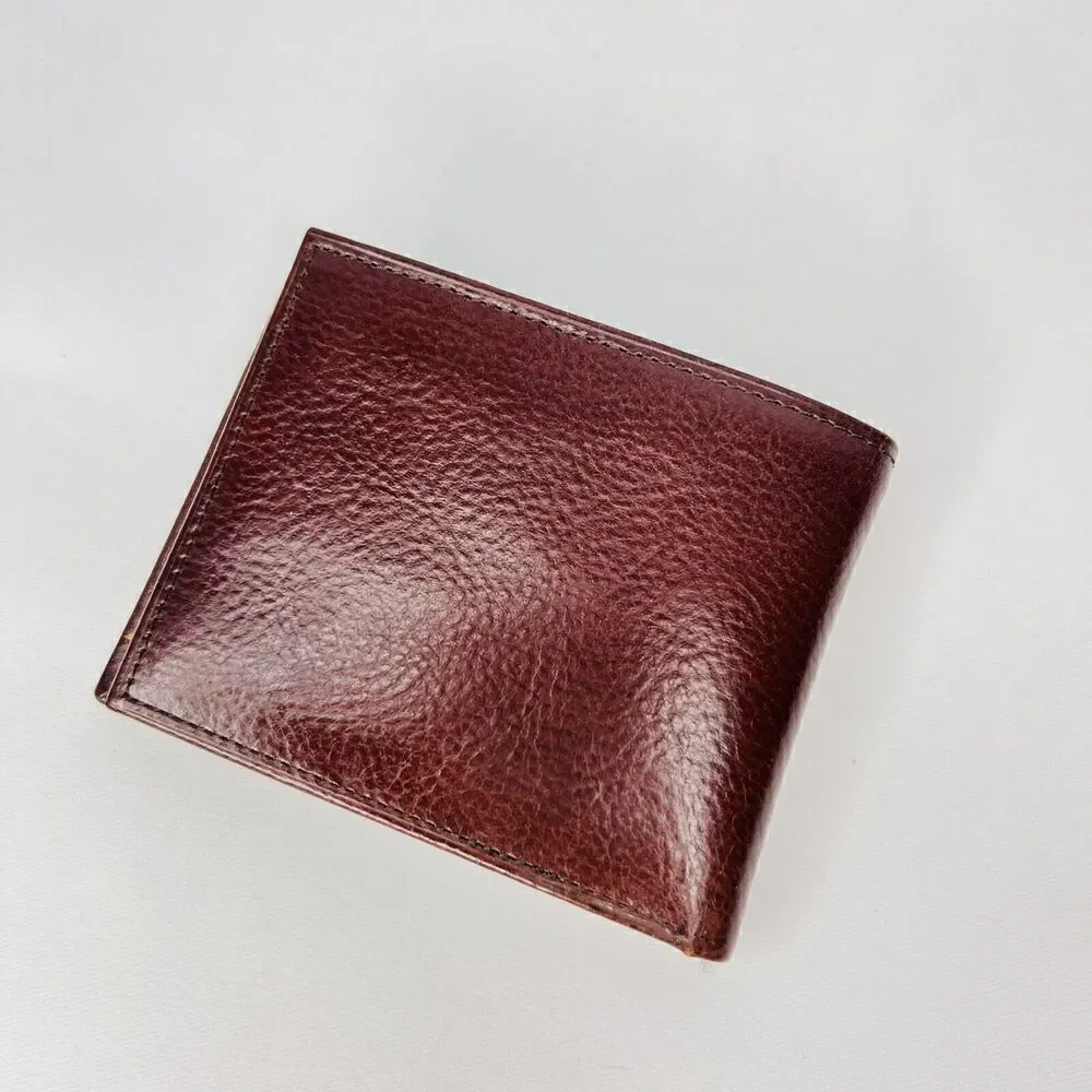 Tommy Hilfiger Men's Genuine Leather Bi-fold Wallet & Card Insert Brown NICE